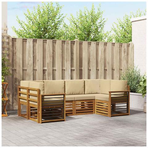 Set divani con cuscino 20 pcs Naturale Legno di Acacia Massello - Foto 2