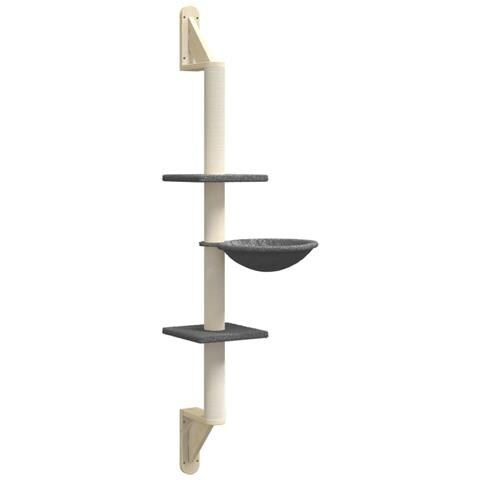 Albero per Gatti con Tiragraffi a Parete Grigio Scuro 142,5 cm - Foto 1