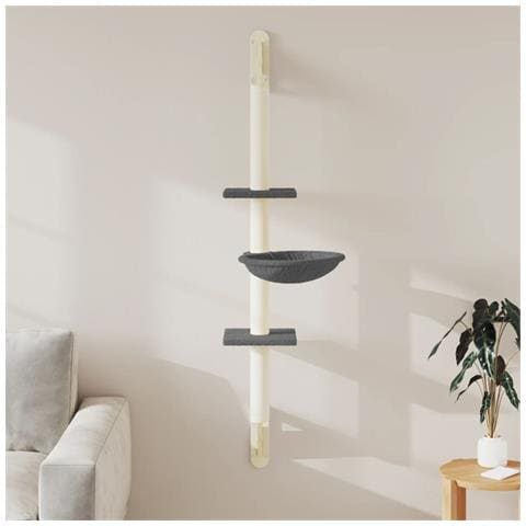 Albero per Gatti con Tiragraffi a Parete Grigio Scuro 142,5 cm - Foto 2