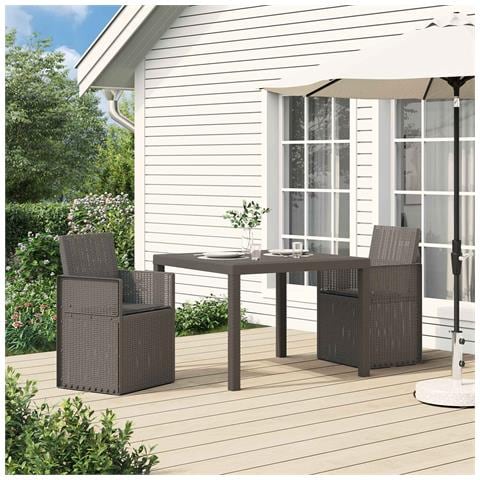 Sedie da pranzo da giardino 2 pcs Grigio chiaro e Antracite PP - Foto 2