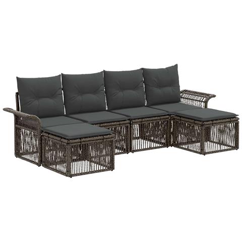 Set Divano da Giardino 6 pcs Grigio polyrattan - Foto 1