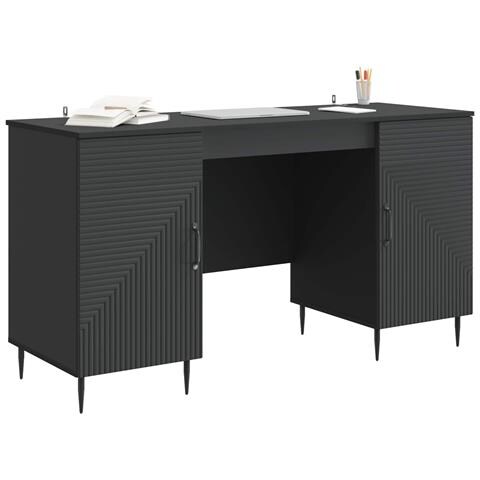 Scrivania Nero 142,5 x 50 x 75 cm Legno ingegnerizzato - Foto 2