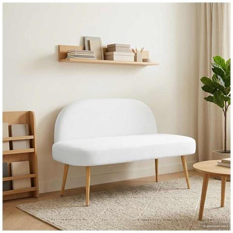 Panchina imbottita con schienale Bianco 110 x 60 x 76 cm - Foto 2