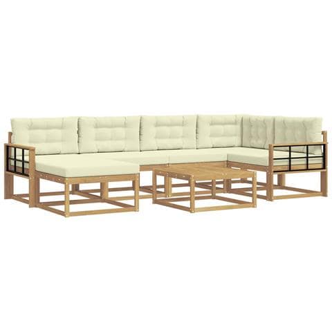 Set di divani da esterno 7 pcs Bianco e Crema - Foto 1