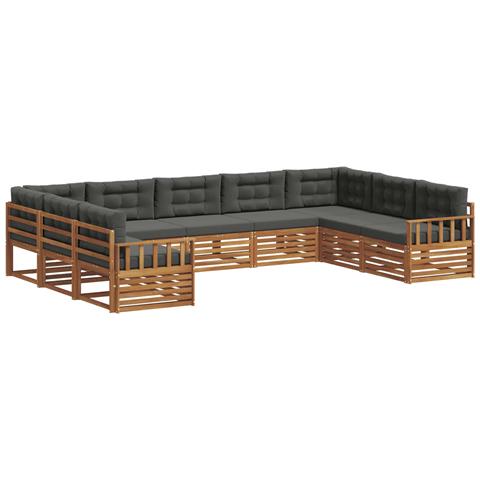Set di divani da esterno con cuscino 9 pcs Naturale e Antracite - Foto 1