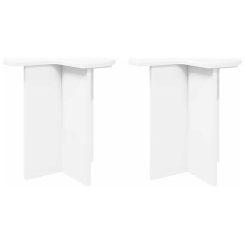 Tavolo laterale 2 pcs Bianco Ø 39 x 38 cm Legno ingegnerizzato - Foto 1