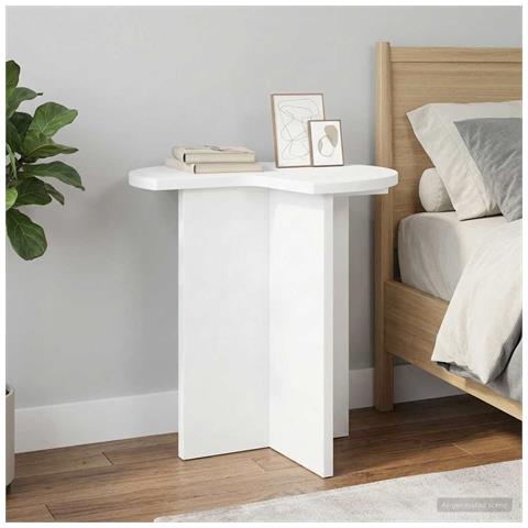 Tavolo laterale 2 pcs Bianco Ø 39 x 38 cm Legno ingegnerizzato - Foto 2
