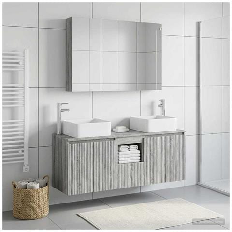 Set di Armadi da Bagno 4 pcs Sonoma grigio 100 x 14,5 x 70 cm - Foto 2