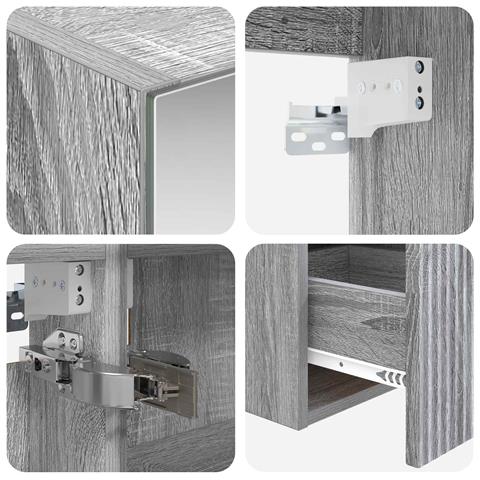 Set di Armadi da Bagno 4 pcs Sonoma grigio 100 x 14,5 x 70 cm - Foto 9