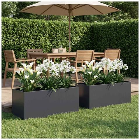 Vaso da giardino 2 pz Antracite 100 x 40 x 40 cm - Foto 2