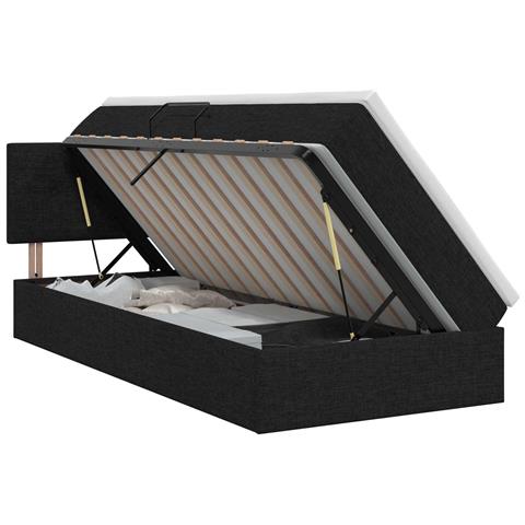 Letto con contenitore e materasso Nero 100 x 200 cm Velluto - Foto 1