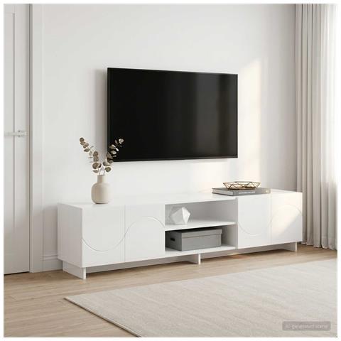 Supporto TV 179.5 x 34.5 x 40 cm Bianco Lucido - Foto 2