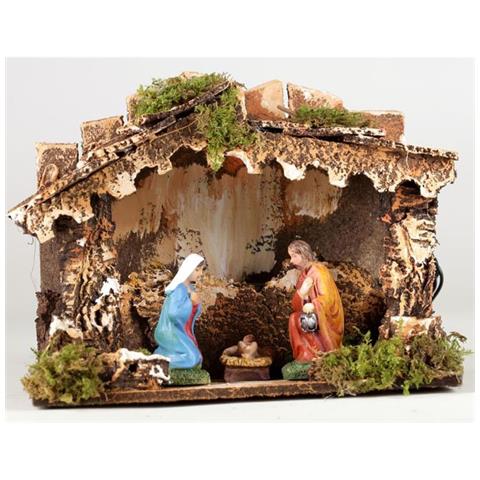Capanna Con Natività E Luci 15x10x11,5cm Gesù Presepe - Foto 1