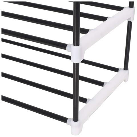 Scarpiera Con 4 Ripiani In Metallo E Plastica Nero - Foto 2