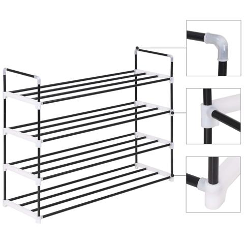 Scarpiera Con 4 Ripiani In Metallo E Plastica Nero - Foto 7