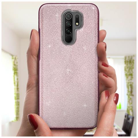 Cover Xiaomi Redmi 9 Semi-rigida Con Paillette Amovibili Rosa - Foto 8