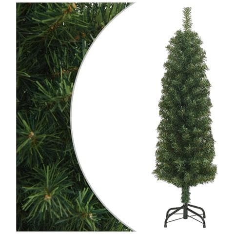 Albero di Natale Artificiale Sottile con Base Verde 120 cm PVC - Foto 1