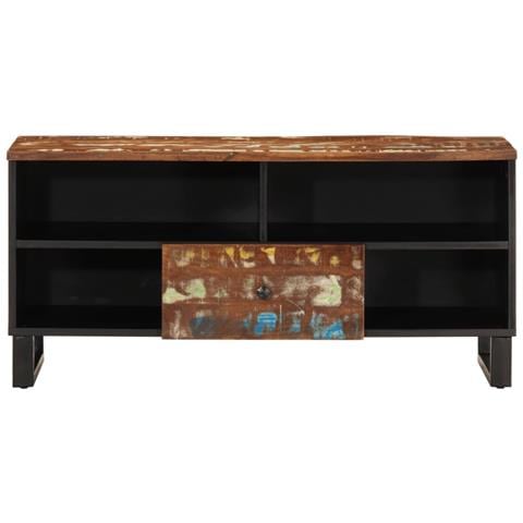 Mobile Tv 100x33x46cm Legno Massello Recupero Legno Multistrato - Foto 9