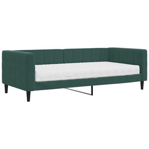 Divano Letto Con Materasso Verde Scuro 90x200 Cm In Velluto - Foto 1