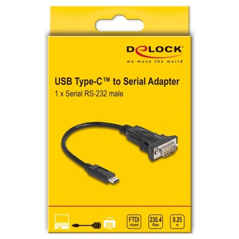 Adattatore USB Type-C per 1 x seriale RS-232 D-Sub 9 pin maschio con viti 0,25 m - Foto 2