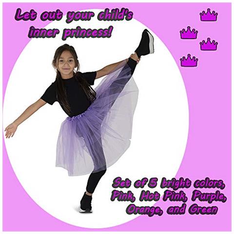 Confezione Multipla Di Tutù Dress-up-america Per Ragazze - Confezione In Cinque Colori Di Gonne Tutù Da Principessa Per Bambini - Gonne Da Balletto In Tulle A Tre Strati - Tutù Da Danza Da 15 Pollici - Foto 2