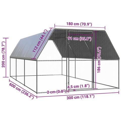 Gabbia per Polli da Esterno 3x6x2 m in Acciaio Zincato - Foto 2
