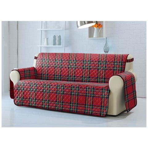 Copridivano Trapuntato Antimacchia Imbottito Scozzese Rosso Modello Perth 2 Posti Perth - Foto 1