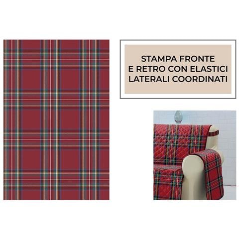 Copridivano Trapuntato Antimacchia Imbottito Scozzese Rosso Modello Perth 2 Posti Perth - Foto 2