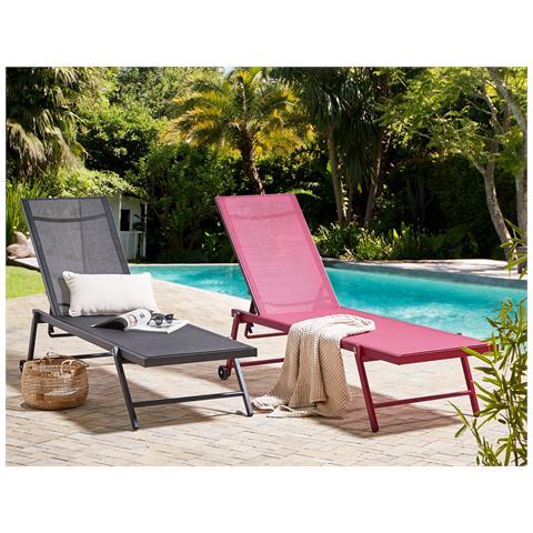 Lettino Da Giardino Metallo E Tessuto Rosso Portofino - Foto 1