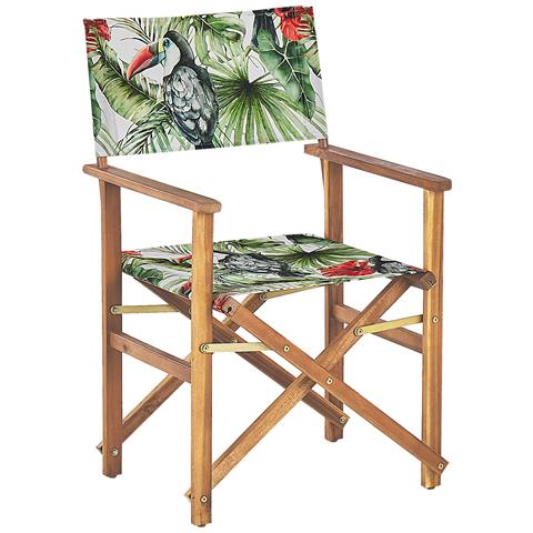 Set Di 2 Sedie Legno Di Acacia Chiaro Grigio Motivo Tucani Multicolore Cine - Foto 2