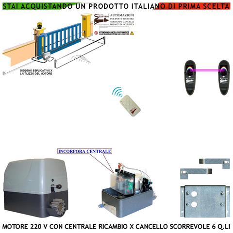Cancello Scorrevole 6 Quintali Motore 220 V Centrale Di Comando Radiocomando Fotocellule Ricambio Qualsiasi Marca Ce - Foto 1