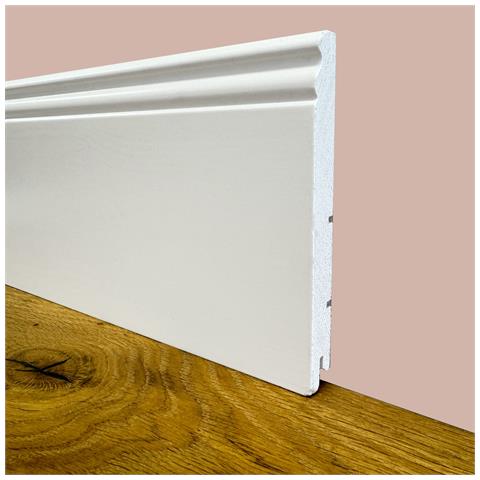 100ml Di Battiscopa Premium In Legno Massello Mod.ducale 144x15 Laccato Bianco Liscio - Foto 1