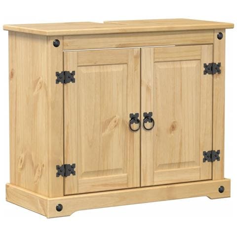 Mobile Lavabo Da Bagno Corona 73x33x60cm Legno Massello Di Pino - Foto 2