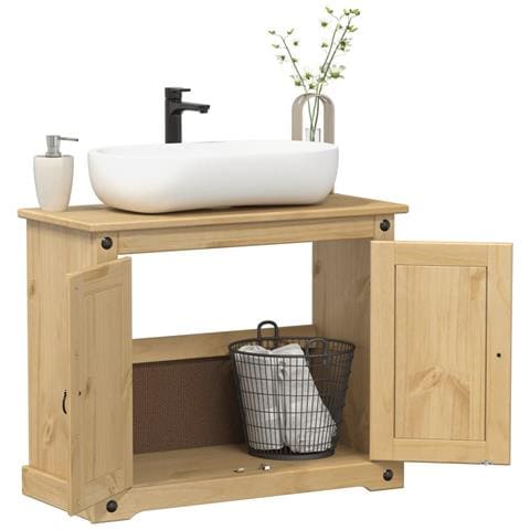 Mobile Lavabo Da Bagno Corona 73x33x60cm Legno Massello Di Pino - Foto 1