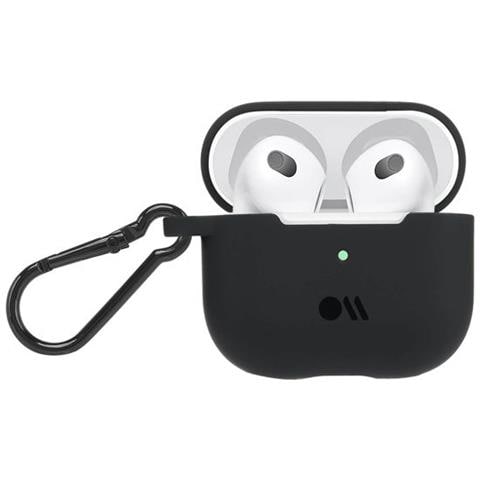 Cover Per Airpods 3 Tough In Silicone Con Aggancio Metallico, Nero - Foto 2