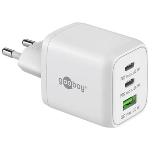 Goobay 64754 Caricabatterie Per Dispositivi Mobili Cuffie, Computer Portatile, Smartphone Bianco AC Ricarica Rapida Interno - Foto 1