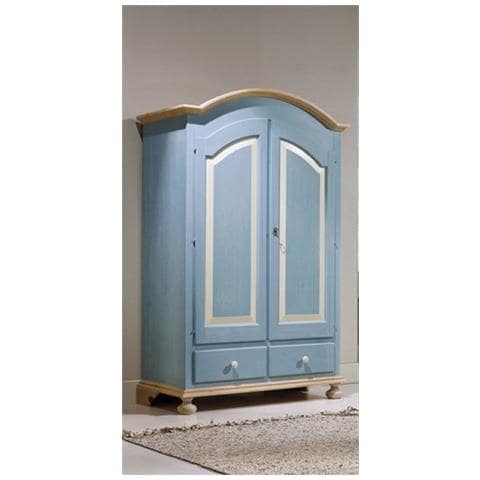 Armadio 2 Porte In Legno Azzurro Miele Shabby 125x60x200 - Foto 1