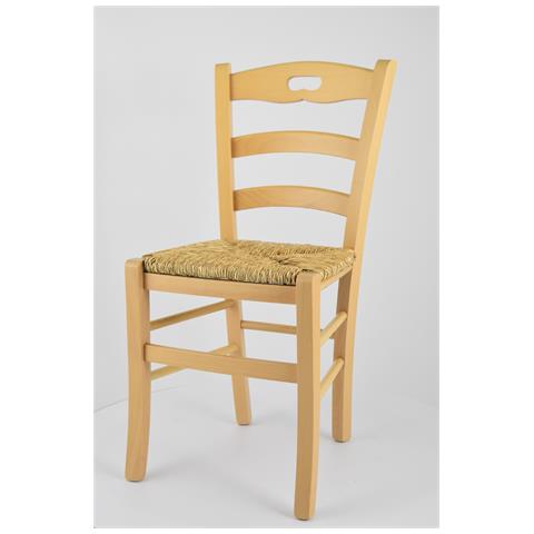 Set 4 Sedie Modello Savoie Per Cucina Bar E Sala Da Pranzo, Robusta Struttura In Legno Di Faggio Color Naturale E Seduta In Paglia - Foto 2