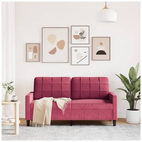 Divano A 2 Posti Rosso Vino 140 Cm In Velluto - Foto 3