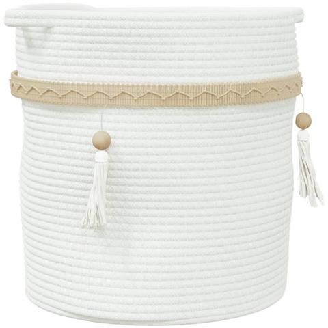 Cestino Portaoggetti Bianco 38x36 Cm In Cotone - Foto 2