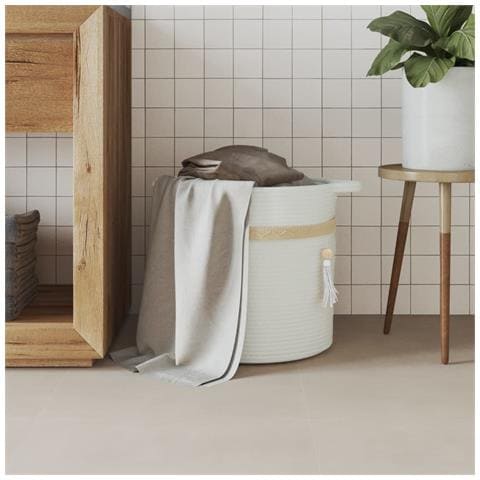 Cestino Portaoggetti Bianco 38x36 Cm In Cotone - Foto 3