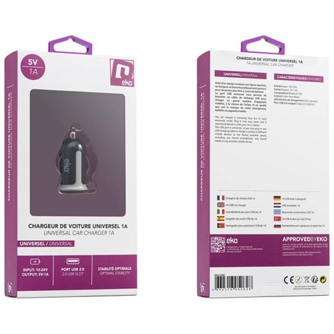 Caricabatteria Accendisigari Universale Da 1a Usb Per Auto, Nero - Foto 3