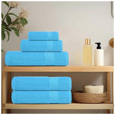 Asciugamani Doccia 4 Pz Turchesi 70x140 Cm 360 G /m 100% Cotone - Foto 3