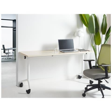 Scrivania Pieghevole Cavi Marrone Chiaro 160 Cm 60 Cm Con Ruote - Foto 1