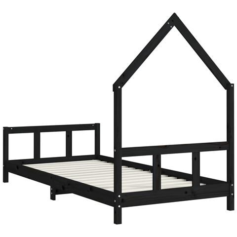 Giroletto per Bambini Nero 90x190 cm in Legno Massello di Pino - Foto 2