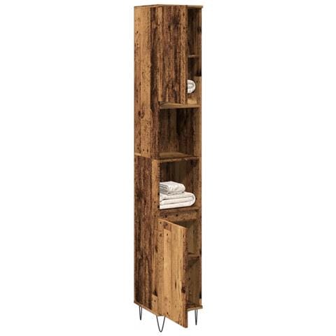 Armadietto Bagno Legno Antico 30x30x190 Cm In Legno Multistrato - Foto 1