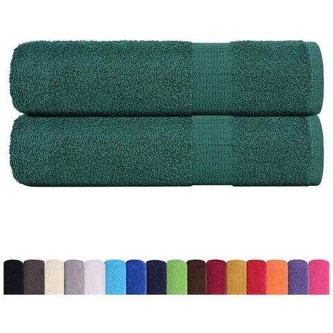 Asciugamani Doccia 2 Pz Verde 70x140 Cm 360 G/m 100% Cotone - Foto 2