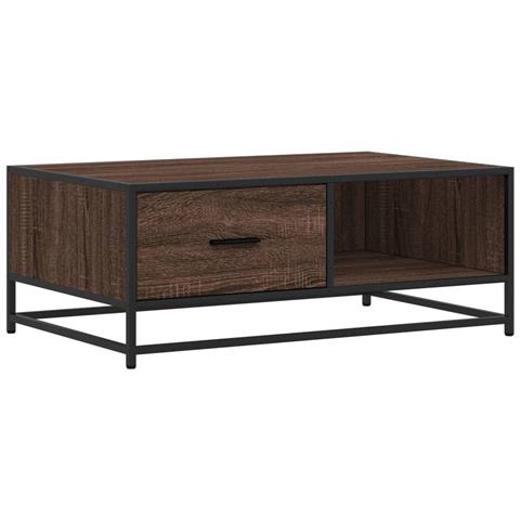 Tavolino Rovere Marrone 90x57x35 Cm Legno Multistrato E Metallo - Foto 2