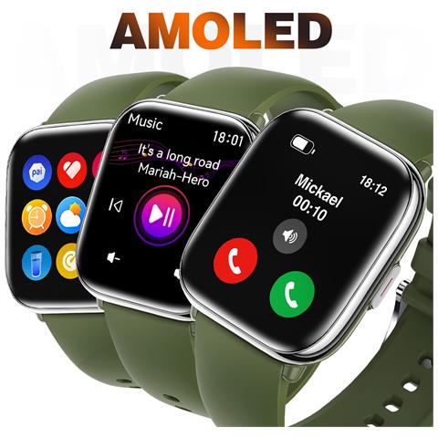 Smartwatch Con Monitoraggio Della Salute E Chiamate Bluetooth, Verde Scuro - Foto 5