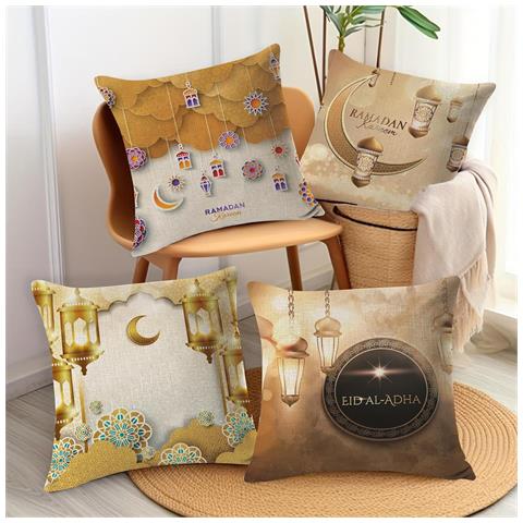 Set Di 4 Cuscini Decorativi Per Il Ramadan - 45x45cm, Diversi Motivi Unici E Colorati! - Foto 2